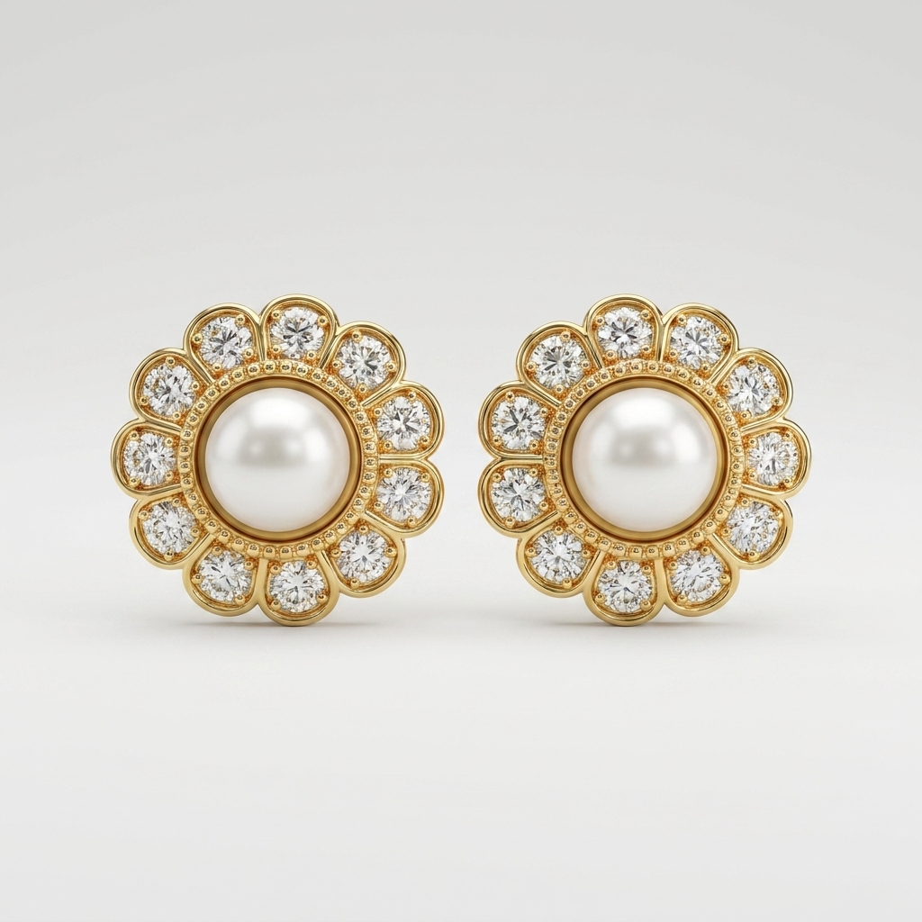 Pearl Floral Stud Earrings