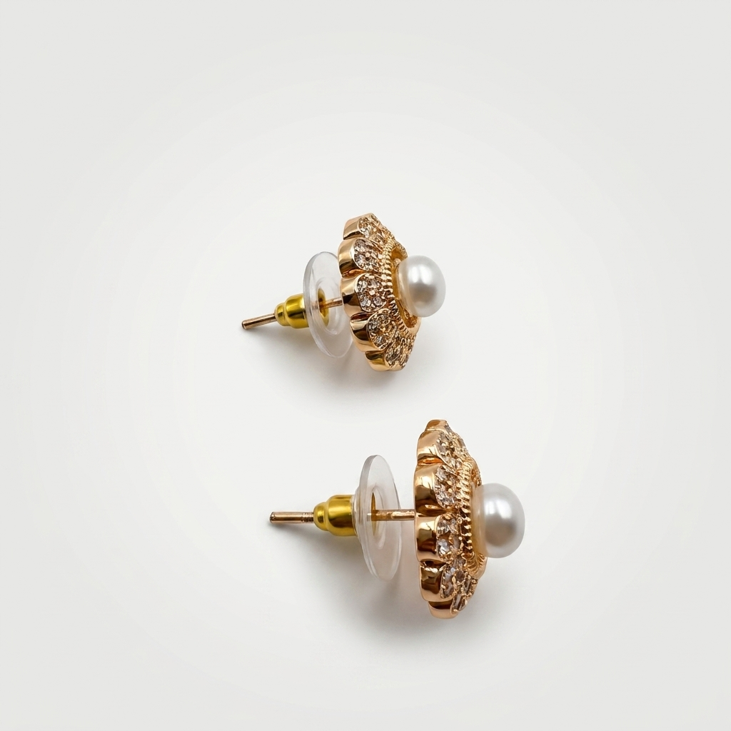Pearl Floral Stud Earrings