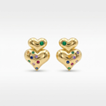 Multicolour Heart Stud Earrings | Anti-tarnish