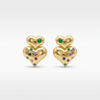 Multicolour Heart Stud Earrings | Anti-tarnish