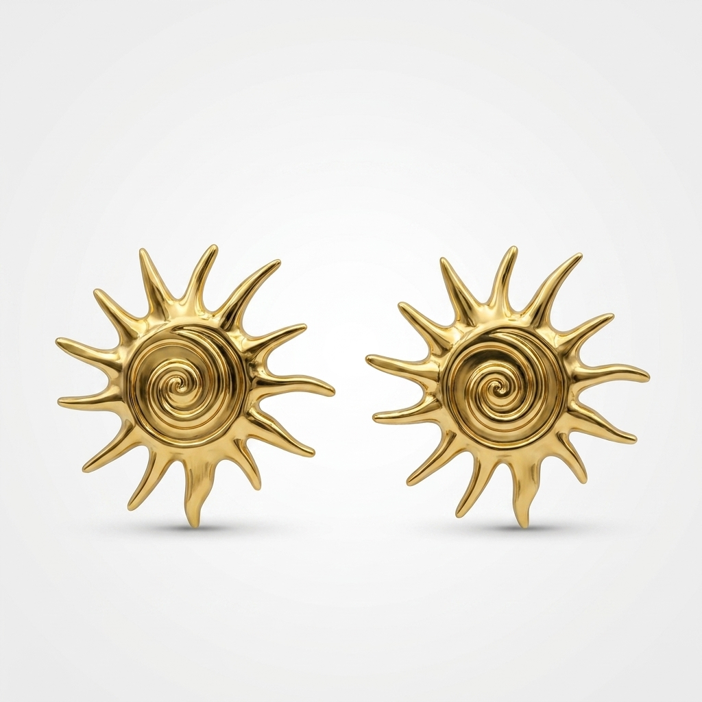 Sun Spiral Stud Earrings | Anti-tarnish