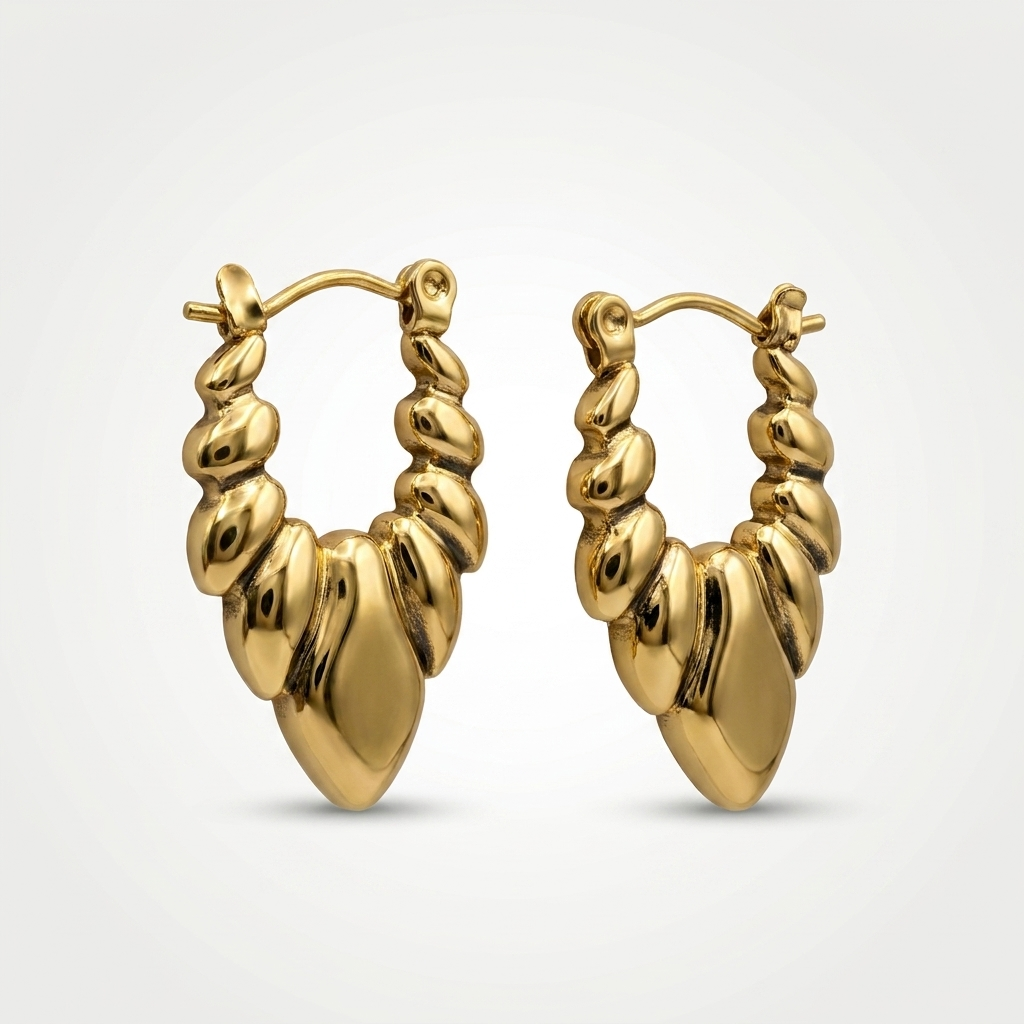 Gold Sculpted Hoop Earrings | Anti-tarnish