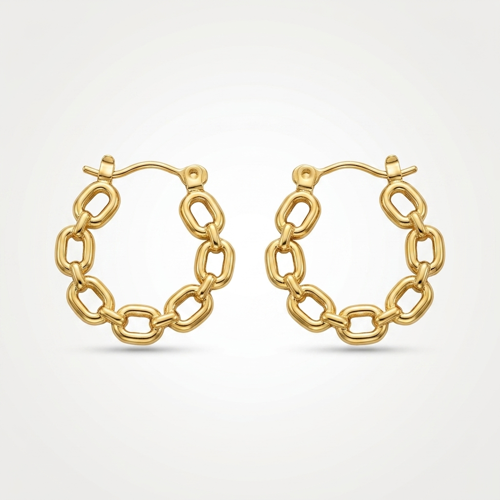 Gold Link Hoop Earrings | Anti-tarnish
