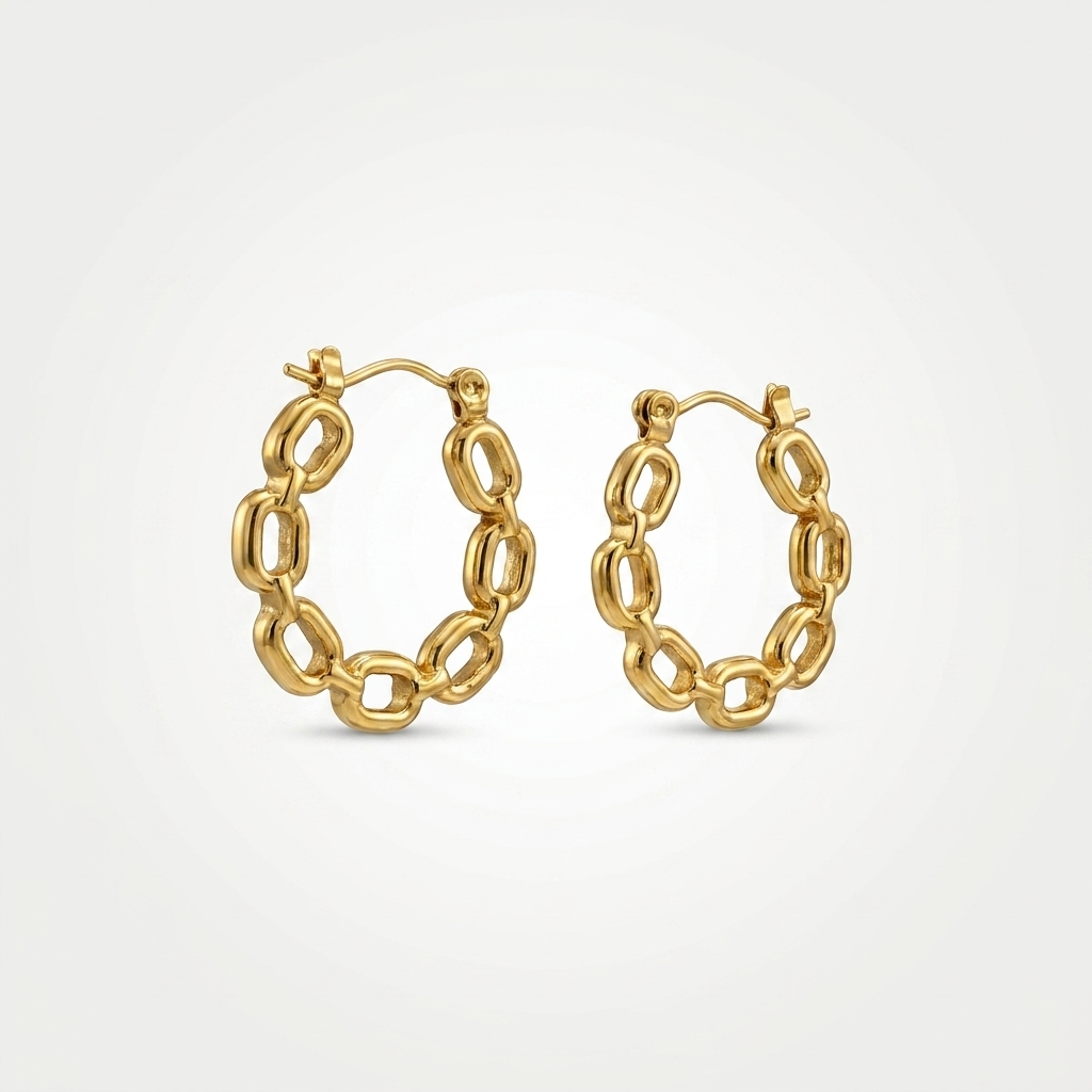 Gold Link Hoop Earrings | Anti-tarnish