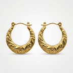 Gold Filigree Hoop Earrings | Anti-tarnish