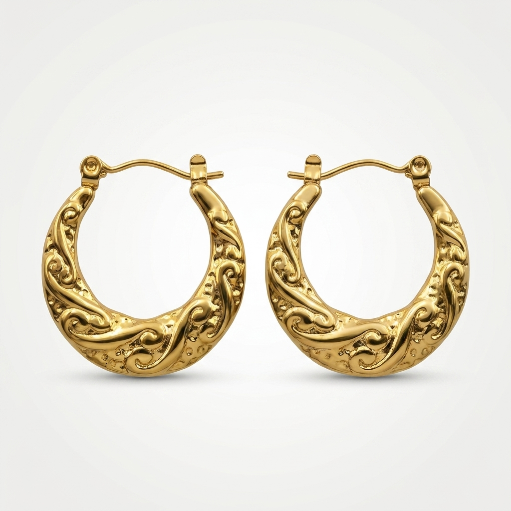 Gold Filigree Hoop Earrings | Anti-tarnish