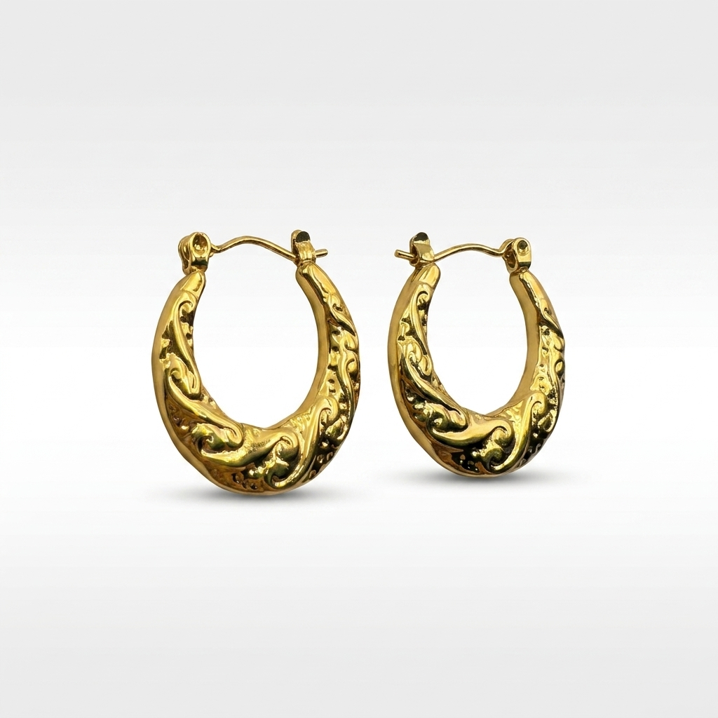 Gold Filigree Hoop Earrings | Anti-tarnish