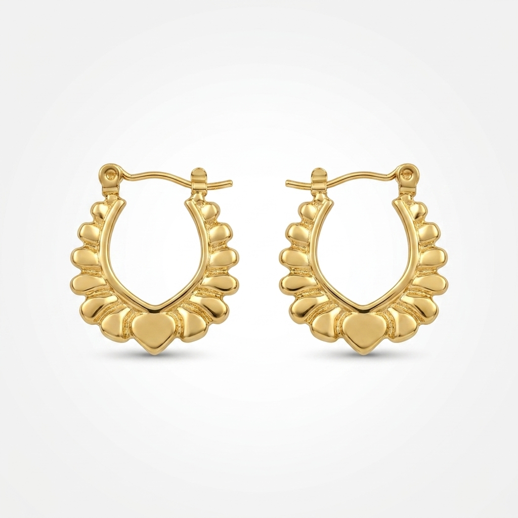 Gold Scallop Hoop Earrings | Anti-tarnish