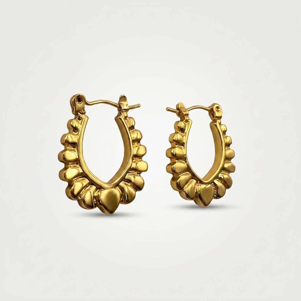 Gold Scallop Hoop Earrings | Anti-tarnish