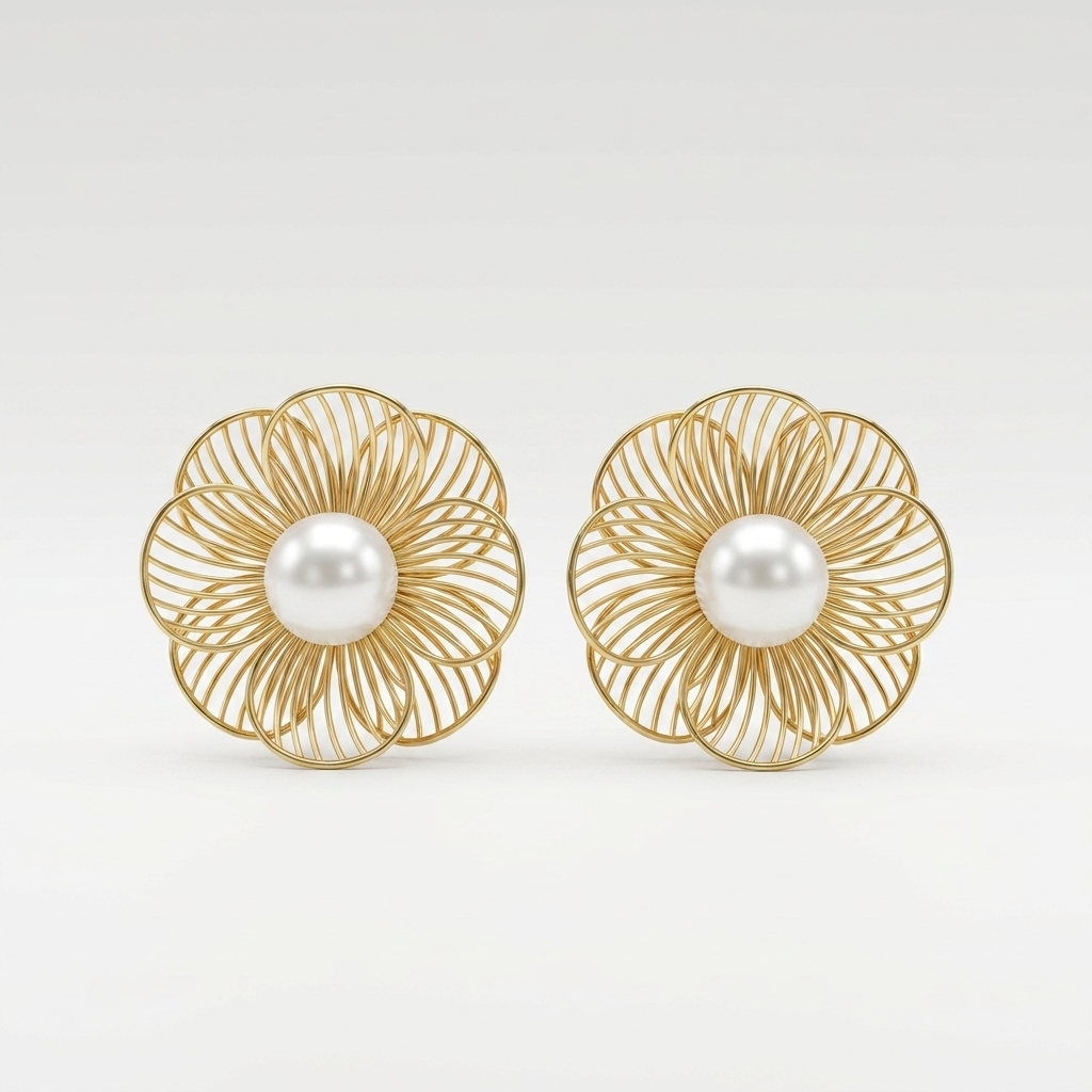 Pearl Bloom Stud Earrings | Anti-Tarnish