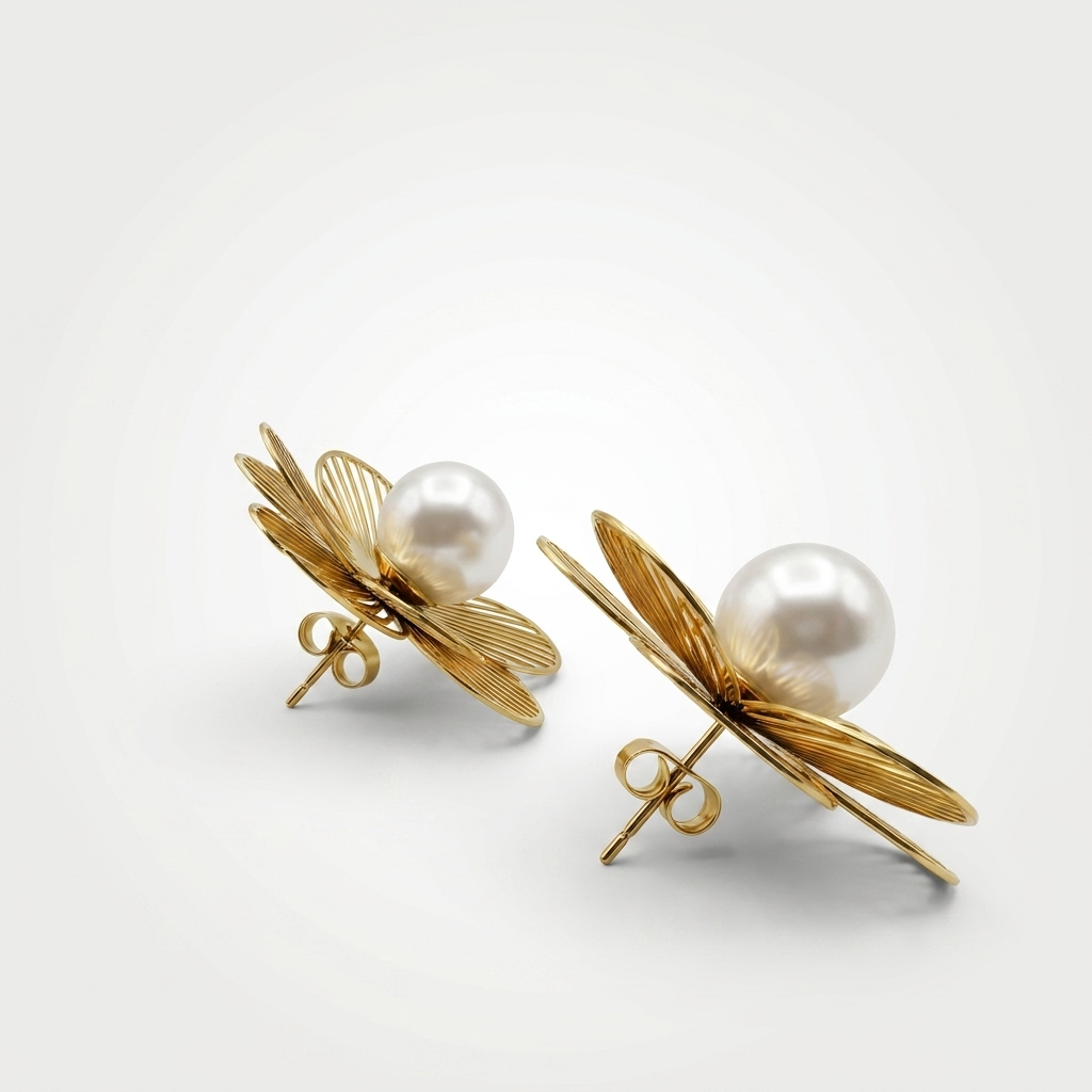 Pearl Bloom Stud Earrings | Anti-Tarnish