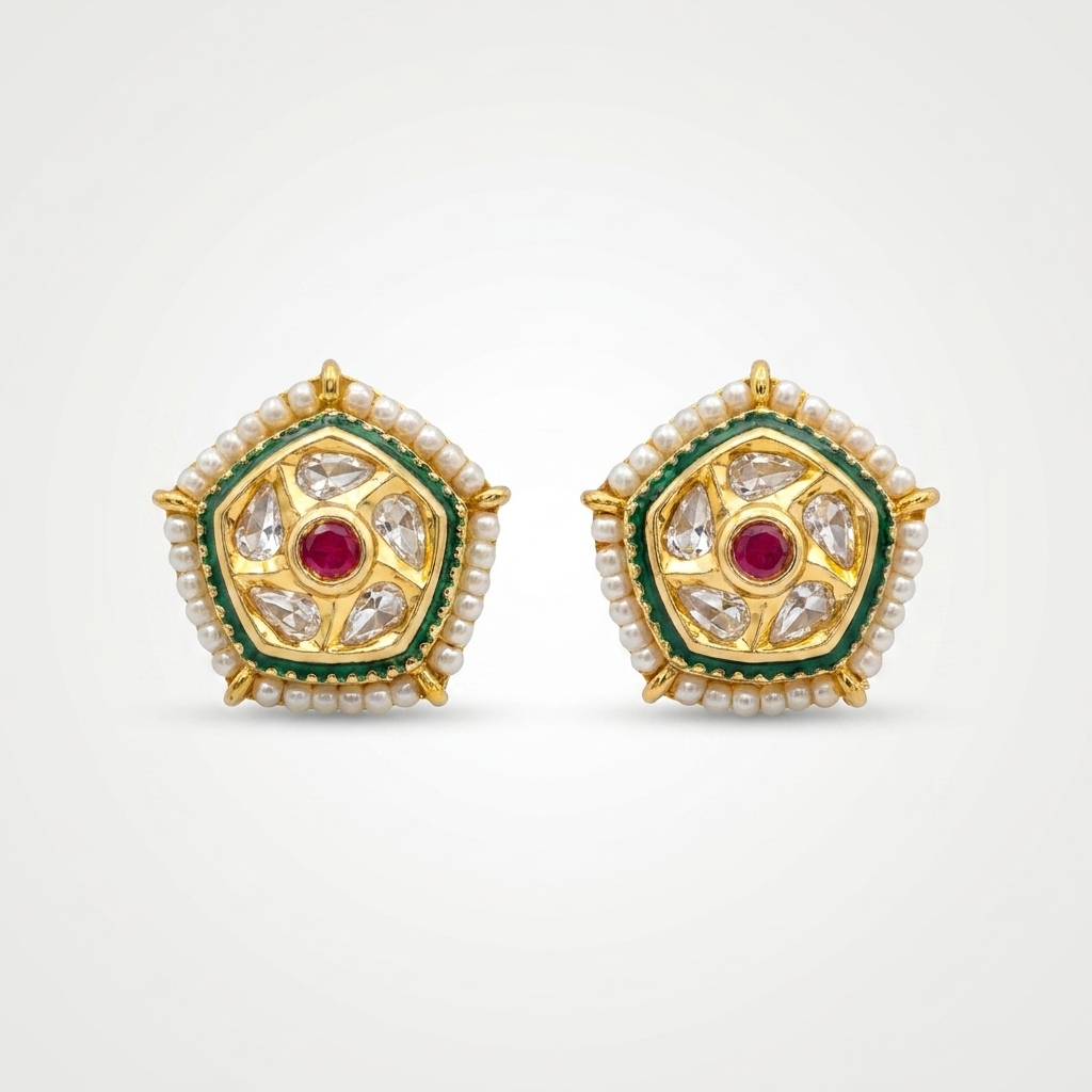 Meenakari Kundan Stud Earrings