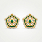 Emerald Meenakari Kundan Stud Earrings