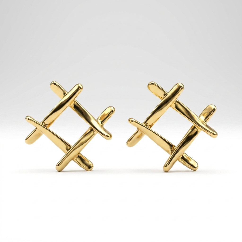 Gold Geometric Stud Earrings | Anti-tarnish