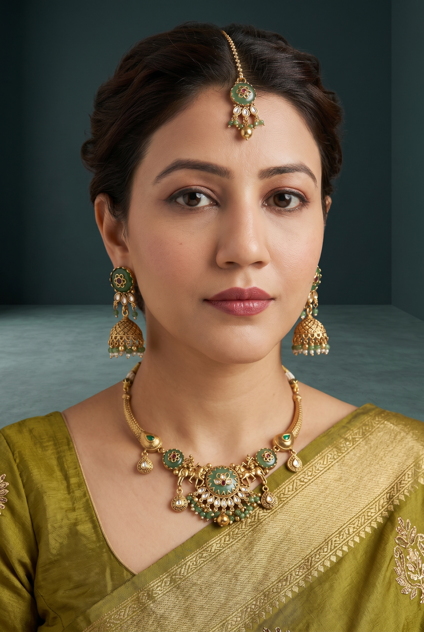 Rajwada Hasli Set with maangtikka