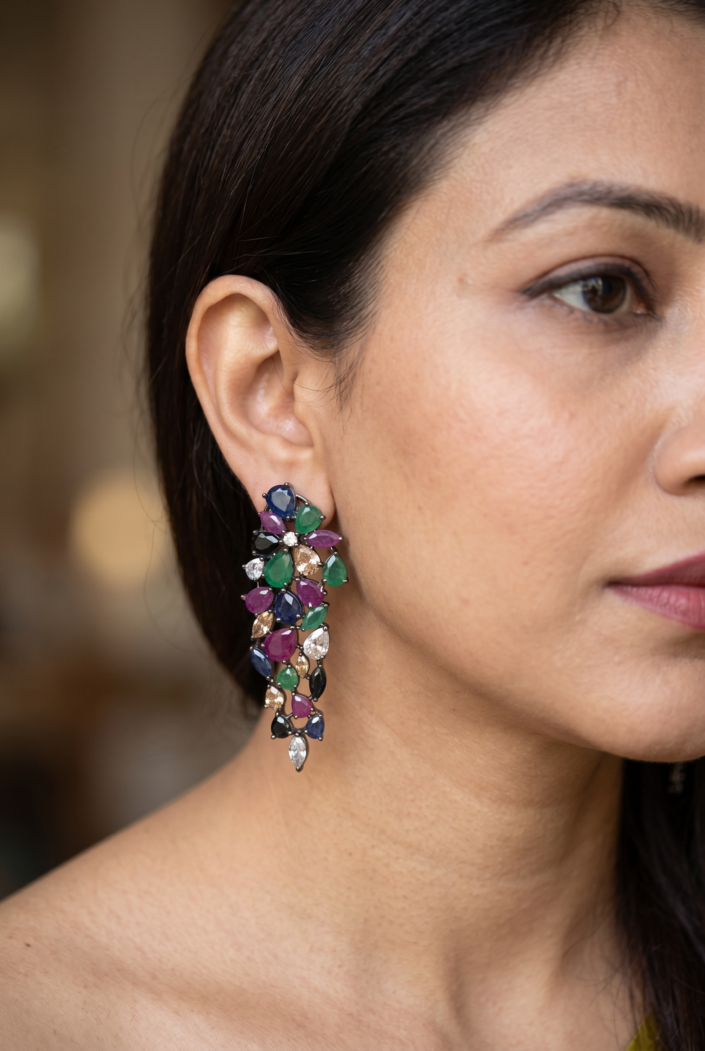 Aurora Mosaic Cascade Zircon Earrings