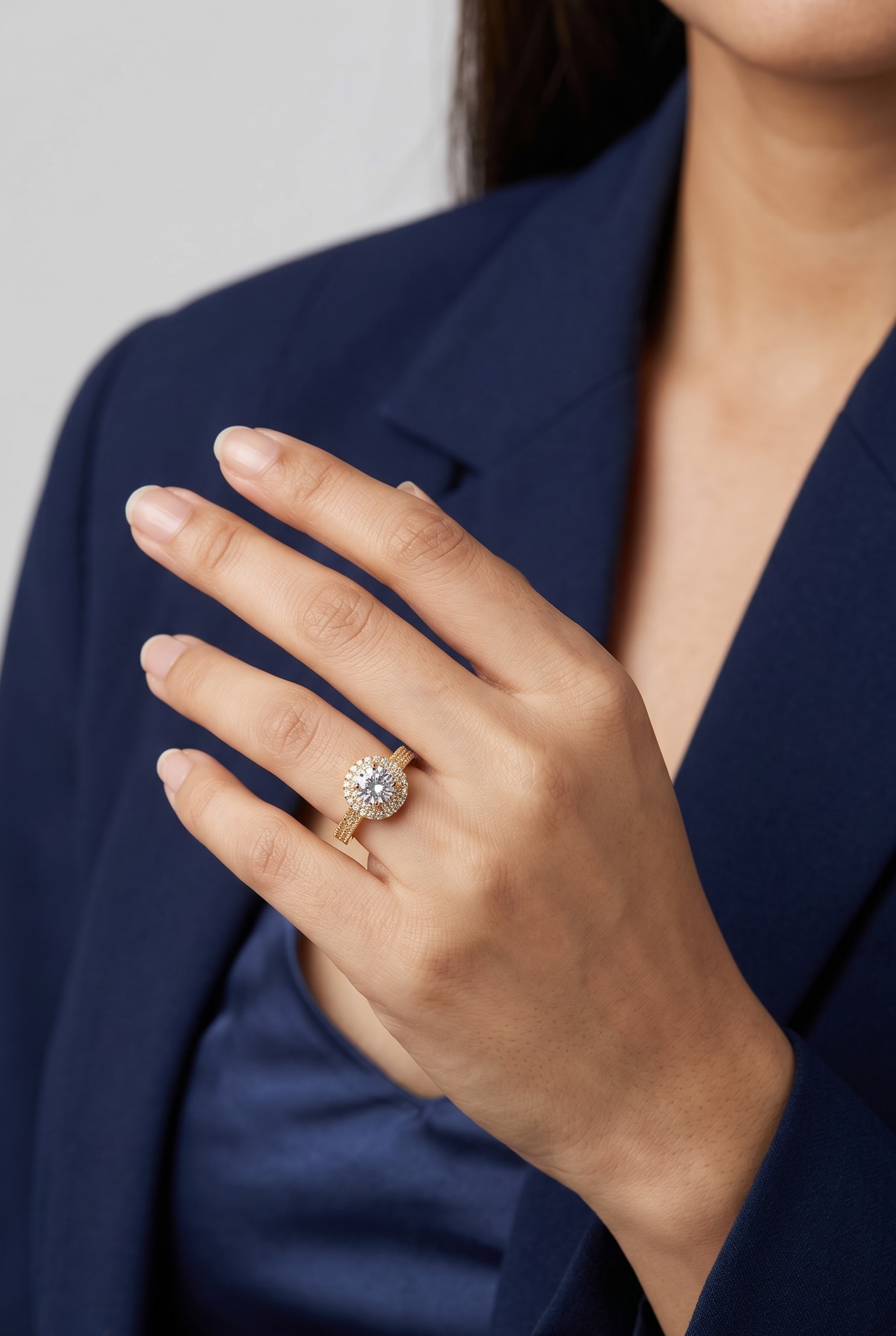 American diamond Halo Ring