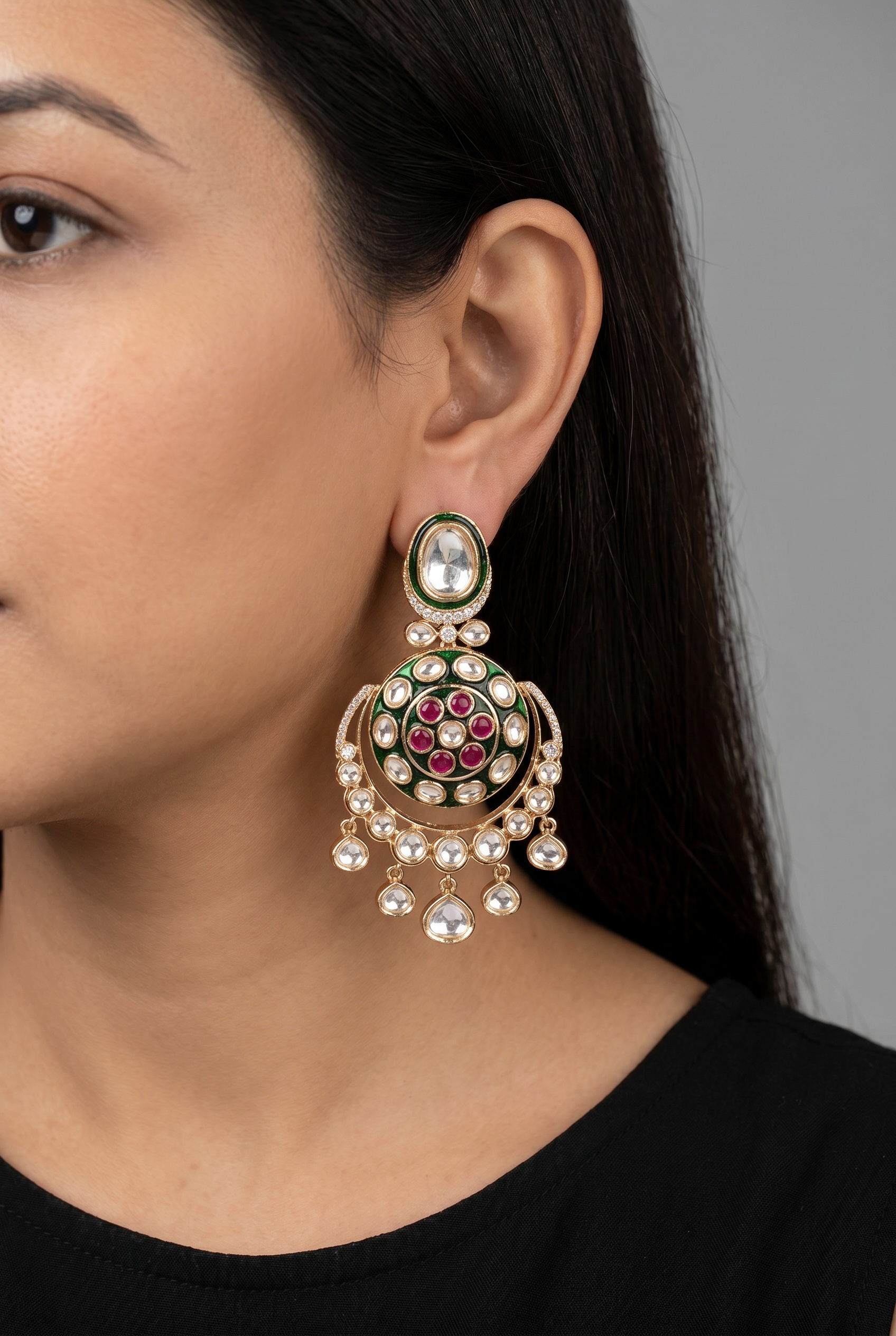 Kundan Noor Chandbali Earrings