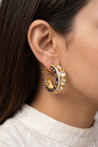 Half Hoop Meenakari Kundan Earrings