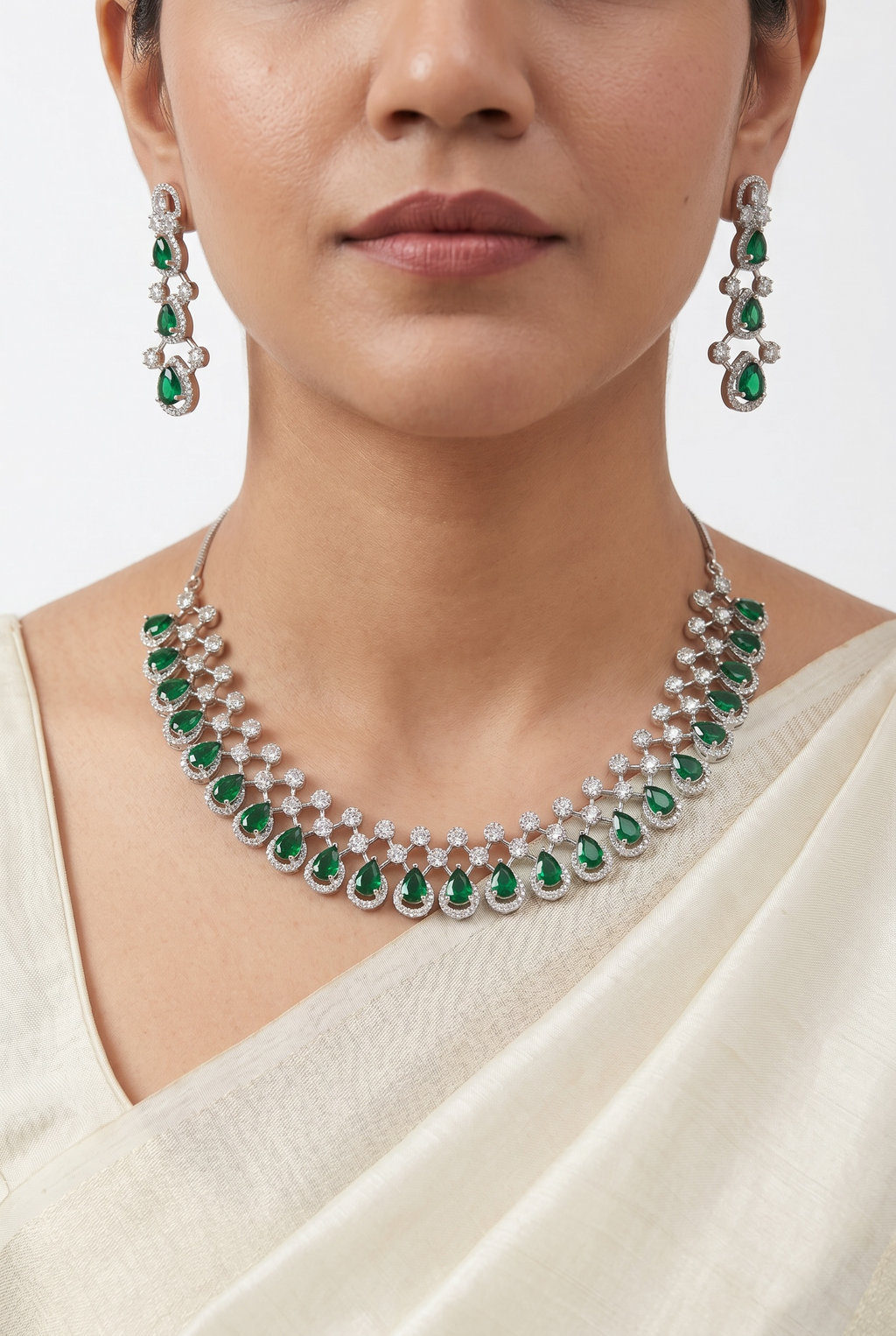 Emerald Green American Diamond Set