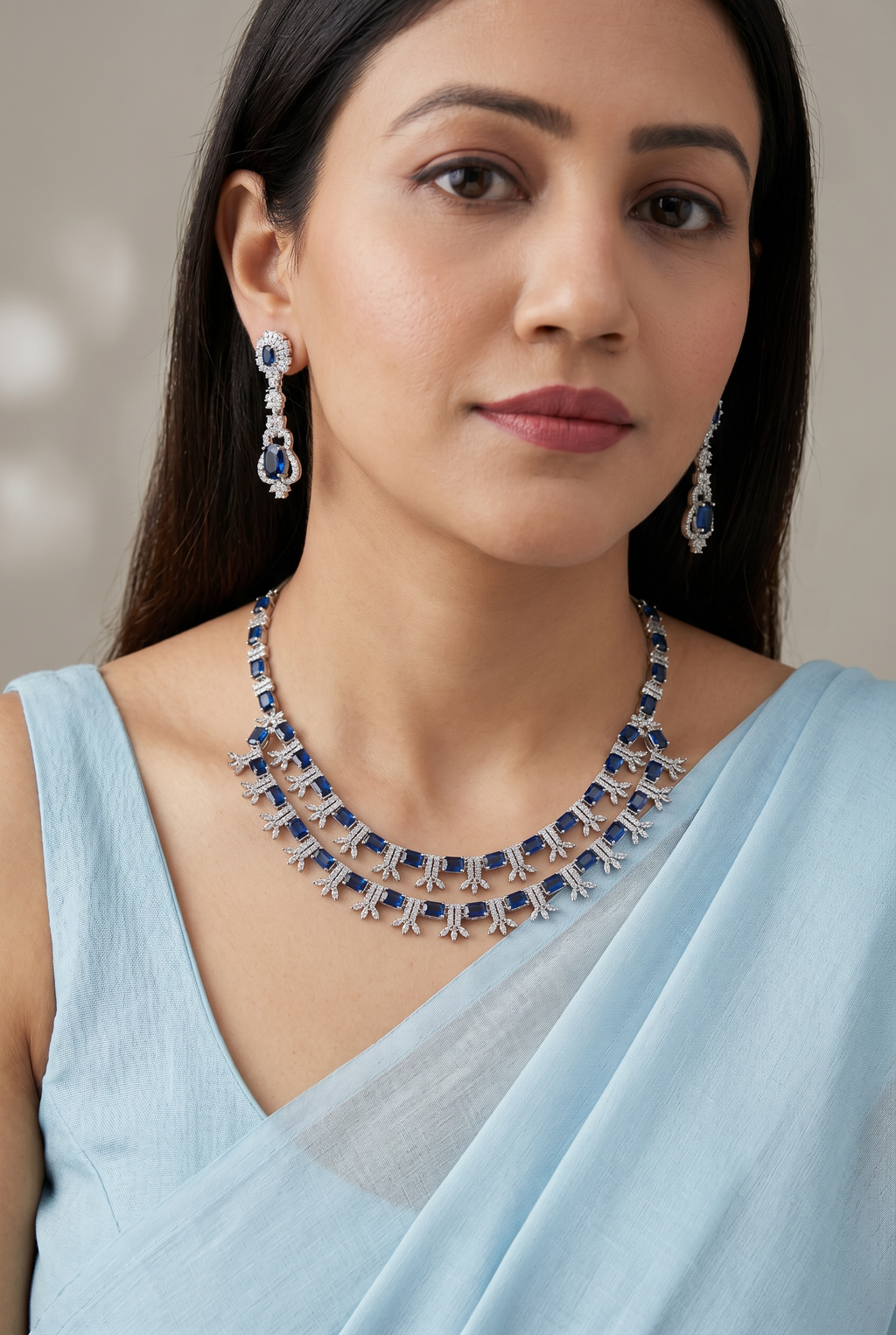 Midnight Blue American Diamond Set
