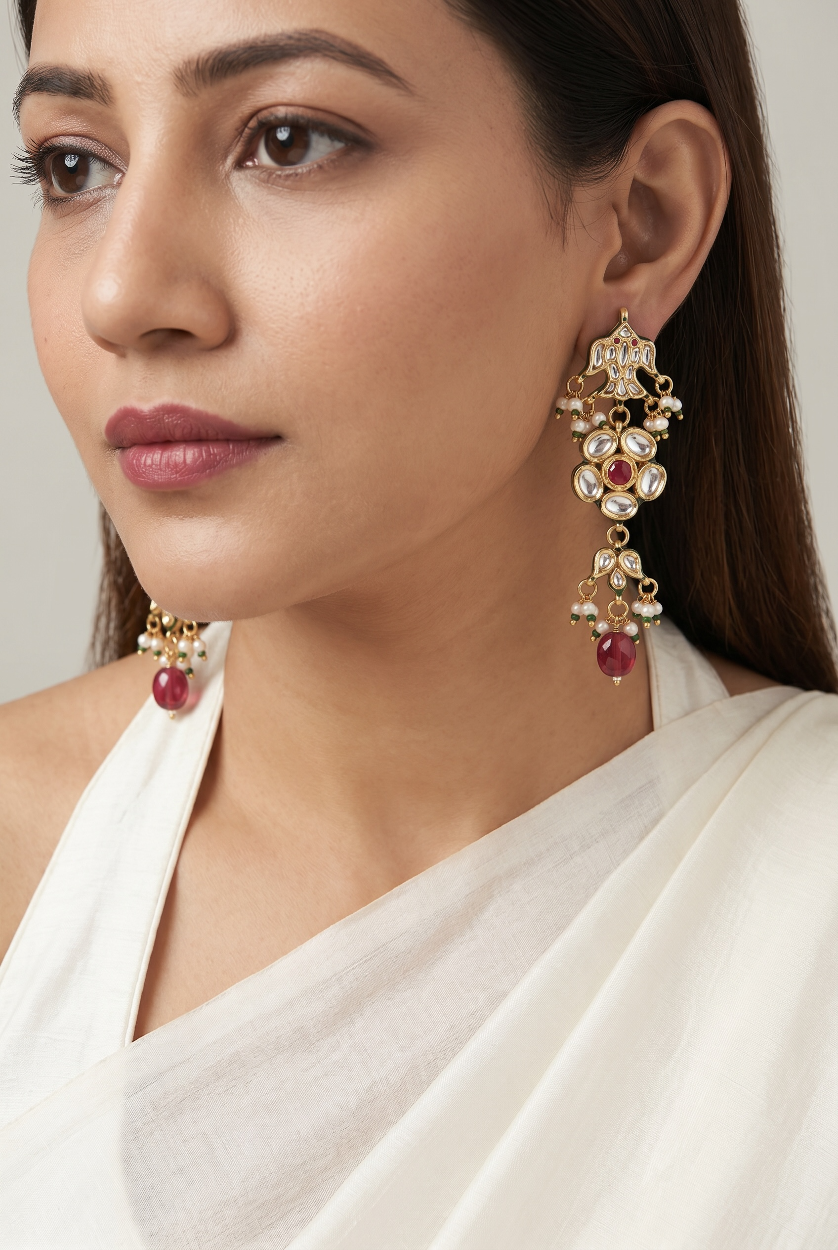 Jhumka style Kundan Earrings
