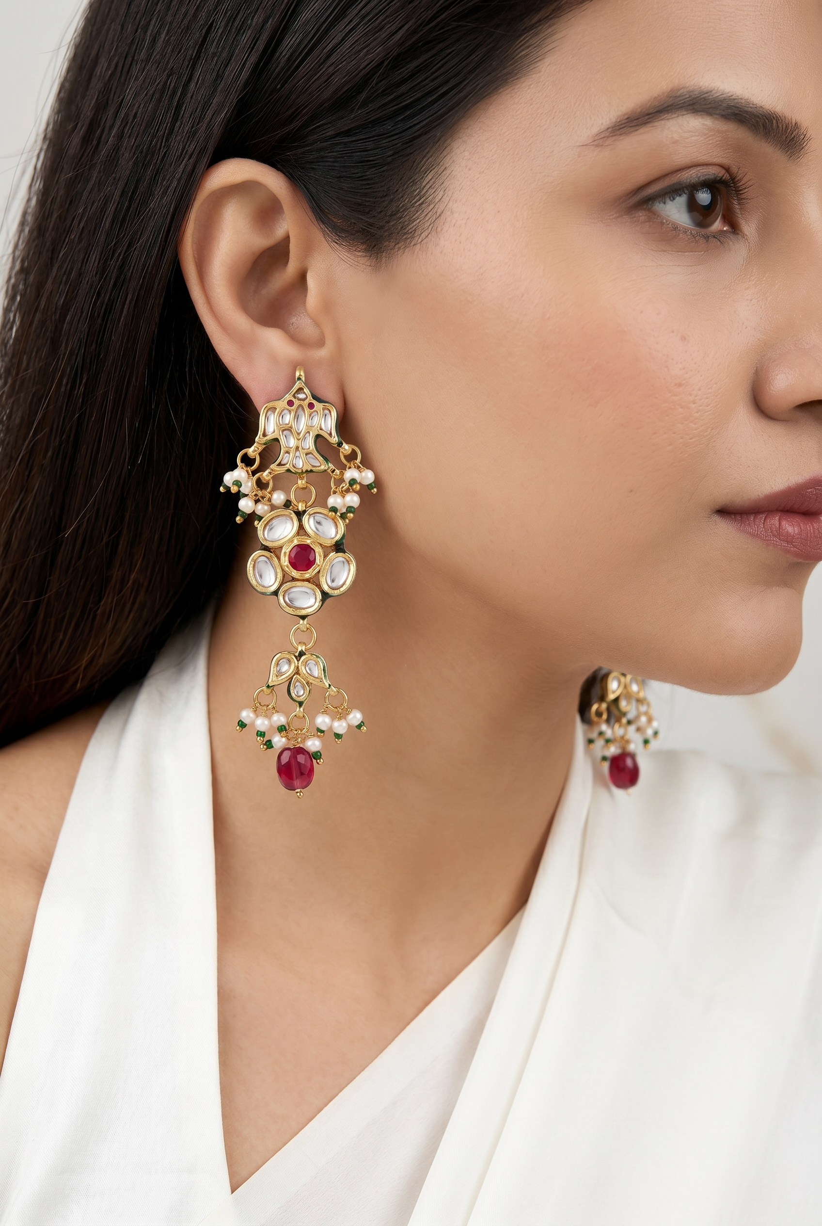 Jhumka style Kundan Earrings
