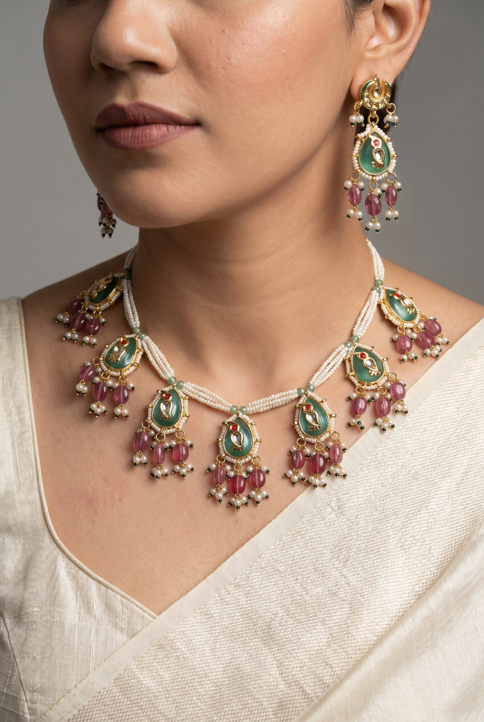 Mayuri Meenakari Pearl Set