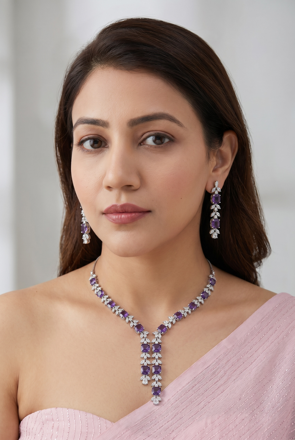 Royale Purple Cascade American Diamond Set