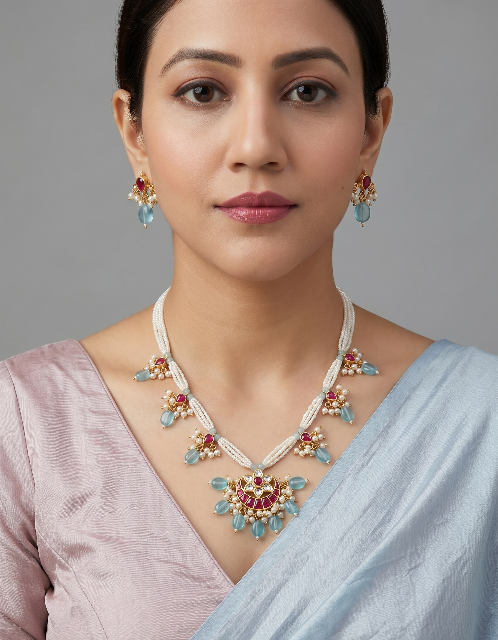 Neelkamal Pearl Kundan Set