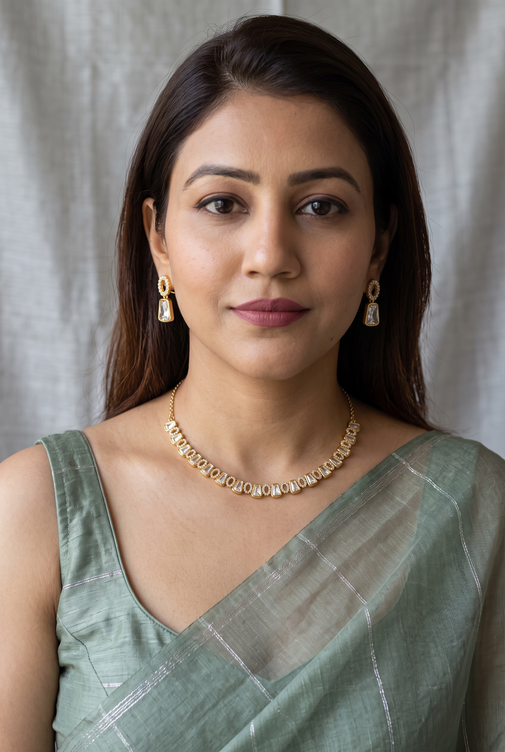 Emerald Cut Moissanite Necklace Set