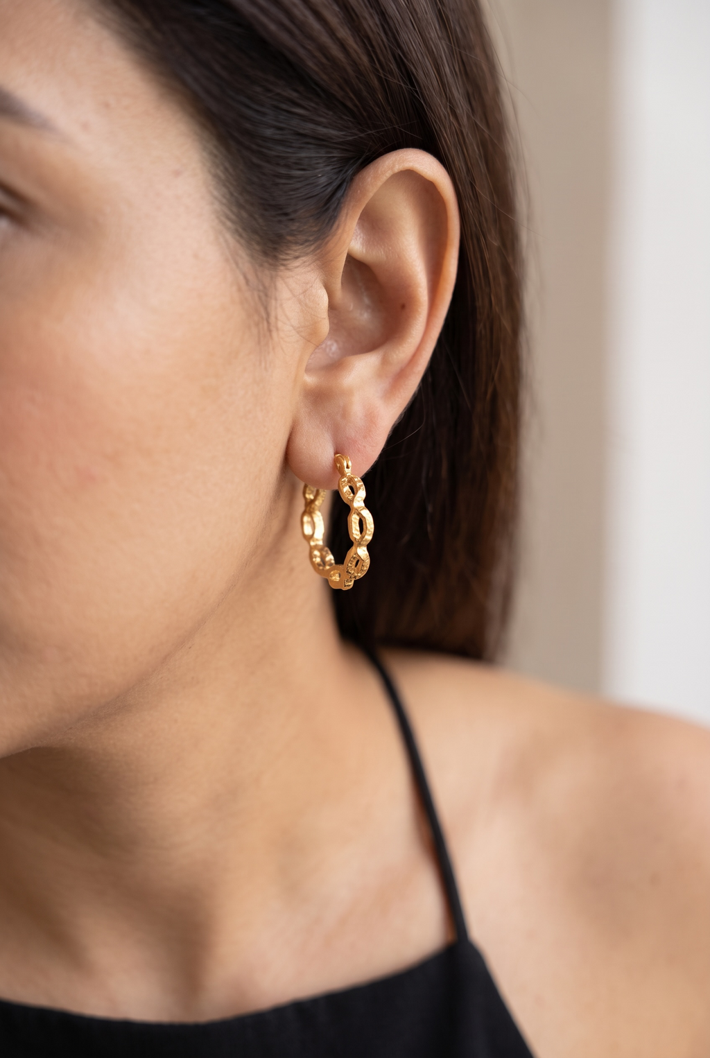 Gold Link Hoop Earrings | Anti-tarnish