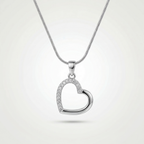 Silver Heart with zirconia stone pendant |Anti-tarnish
