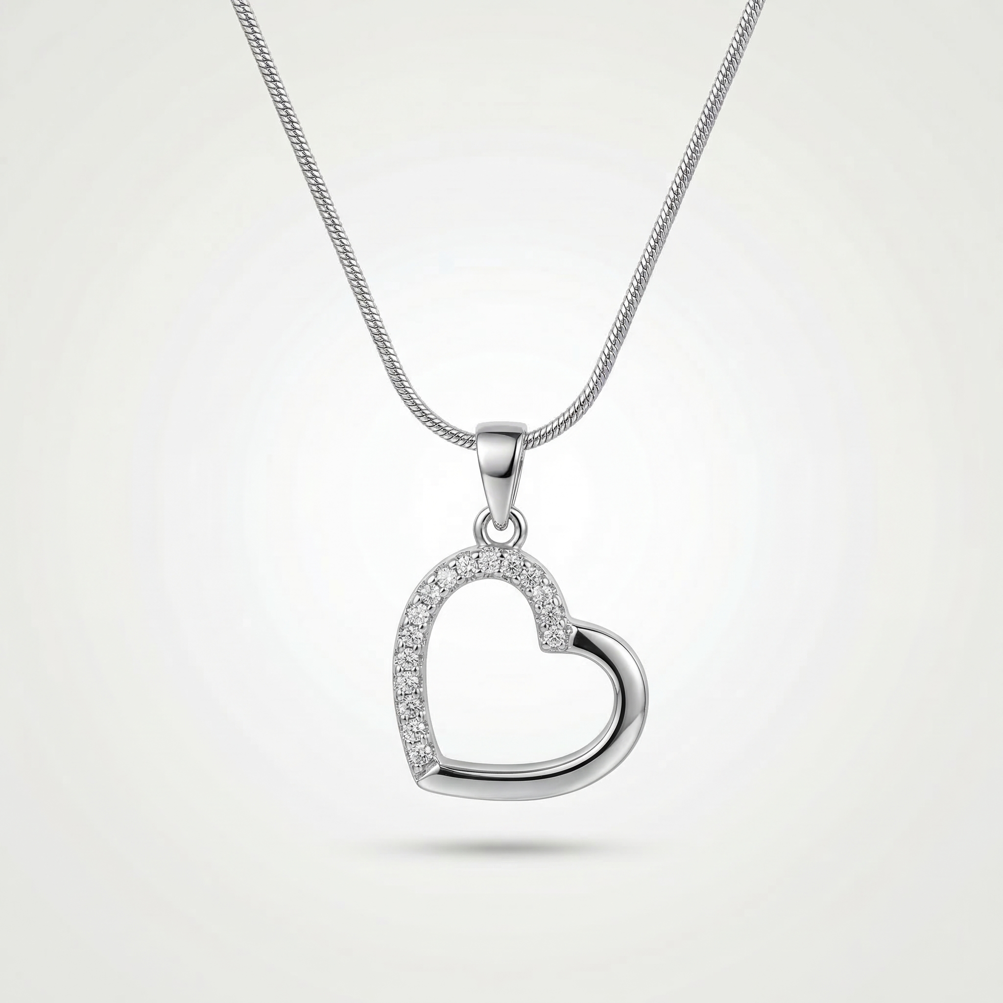 Silver Heart with zirconia stone pendant |Anti-tarnish