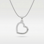 Silver Heart with zirconia stone pendant |Anti-tarnish