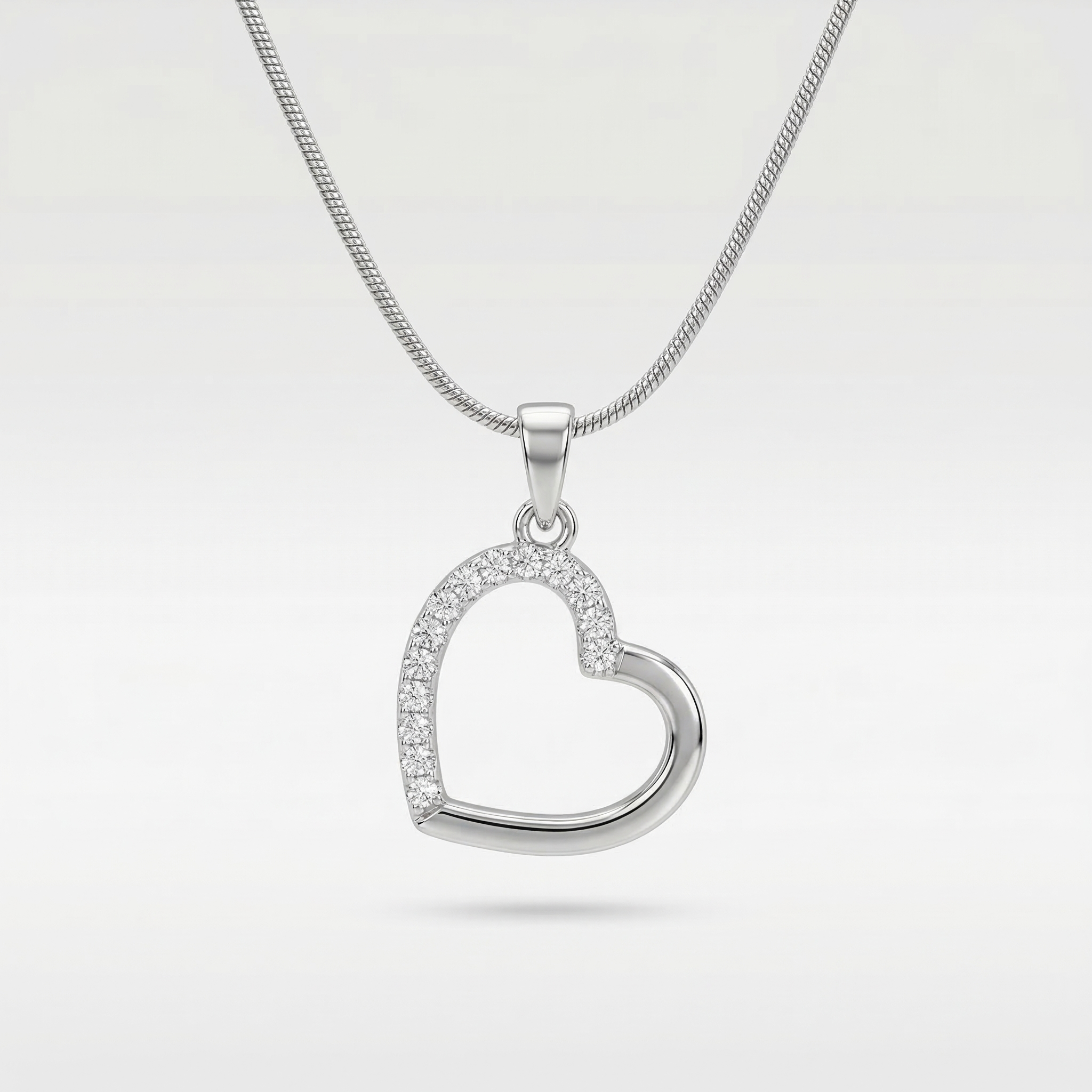 Silver Heart with zirconia stone pendant |Anti-tarnish