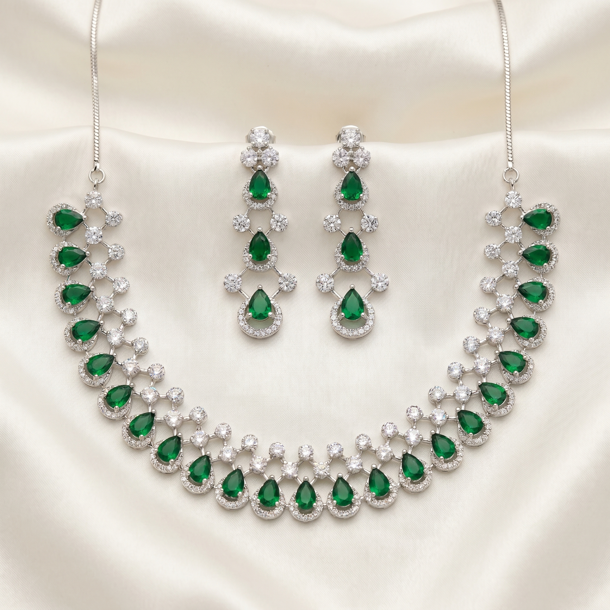 Emerald Green American Diamond Set