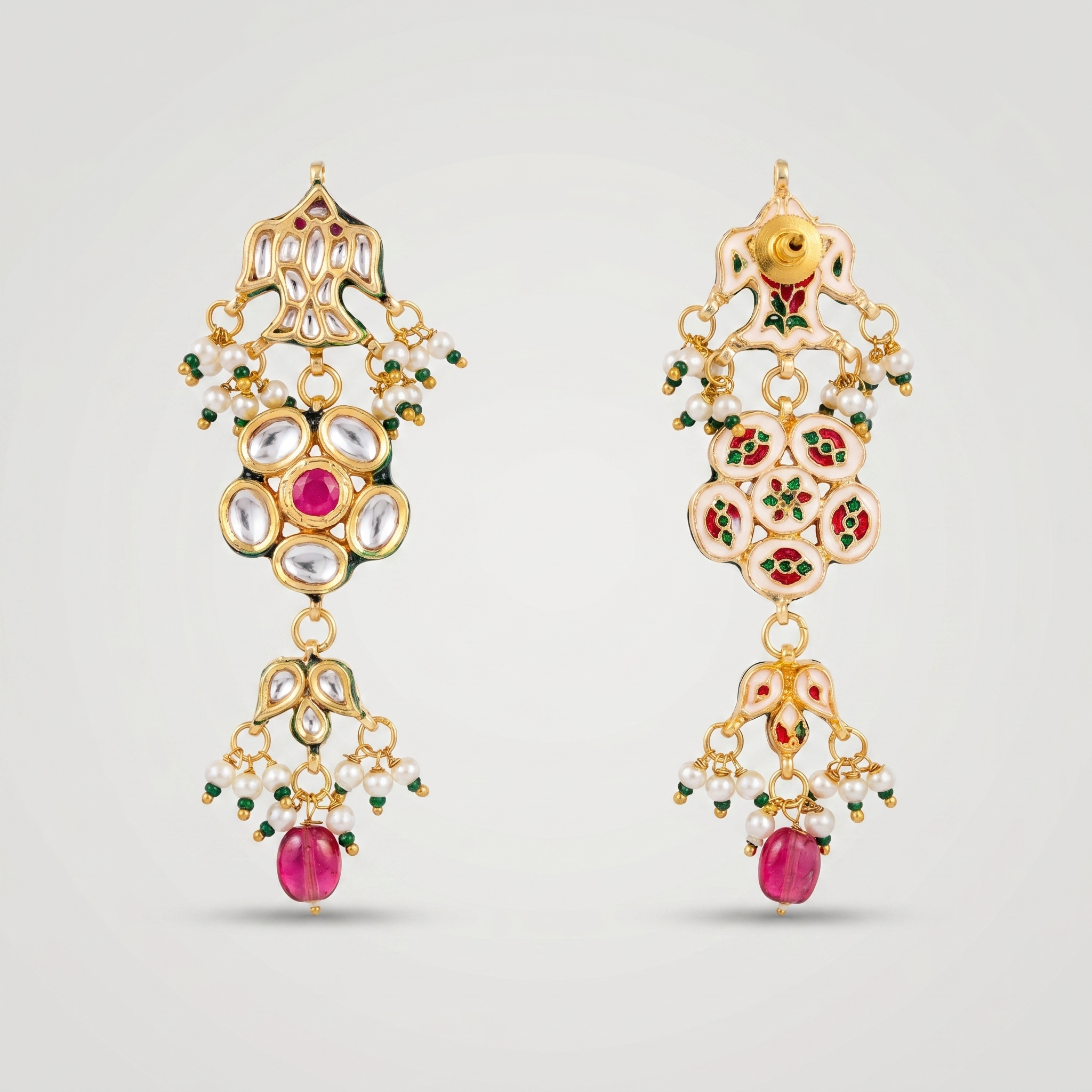 Jhumka style Kundan Earrings