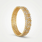 Dual Tone Zirconia Studded set of 4 Bangle