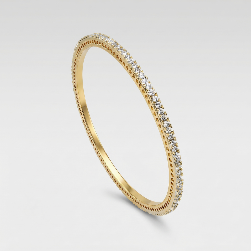 American Diamond Zirconia Studded Golden Bangles Set Of 4
