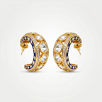Half Hoop Meenakari Kundan Earrings