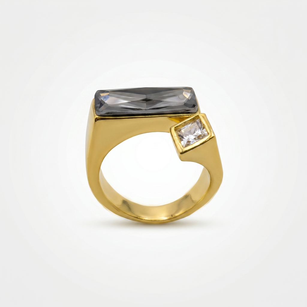 Noir Prism Open Ring | Anti-tarnish