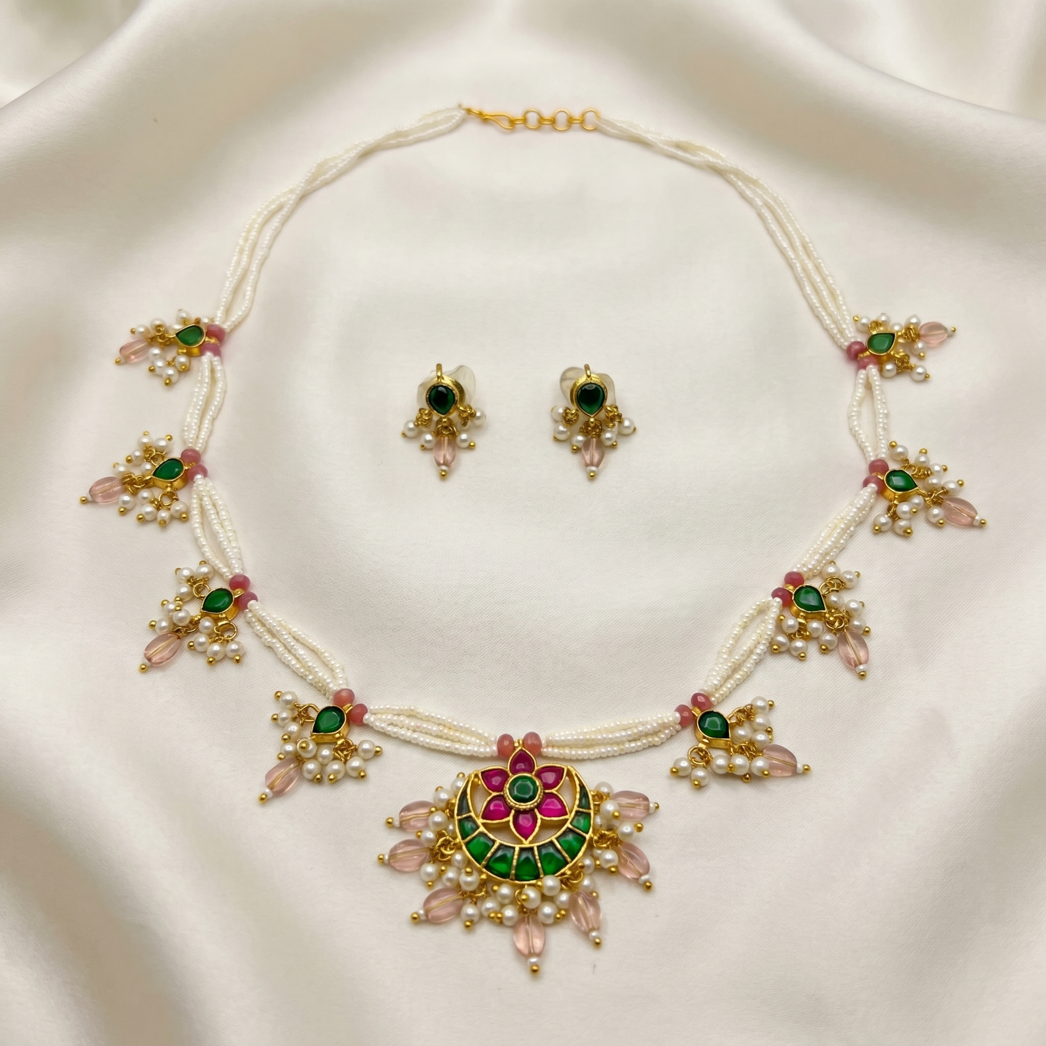 Gulnaar Pearl Kundan Set