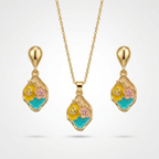 Floral enamel pendant set | Anti-tarnish