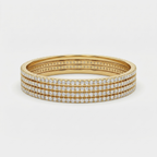American Diamond Zirconia Studded Golden Bangles Set Of 4
