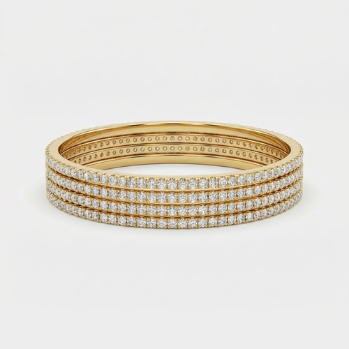 American Diamond Zirconia Studded Golden Bangles Set Of 4