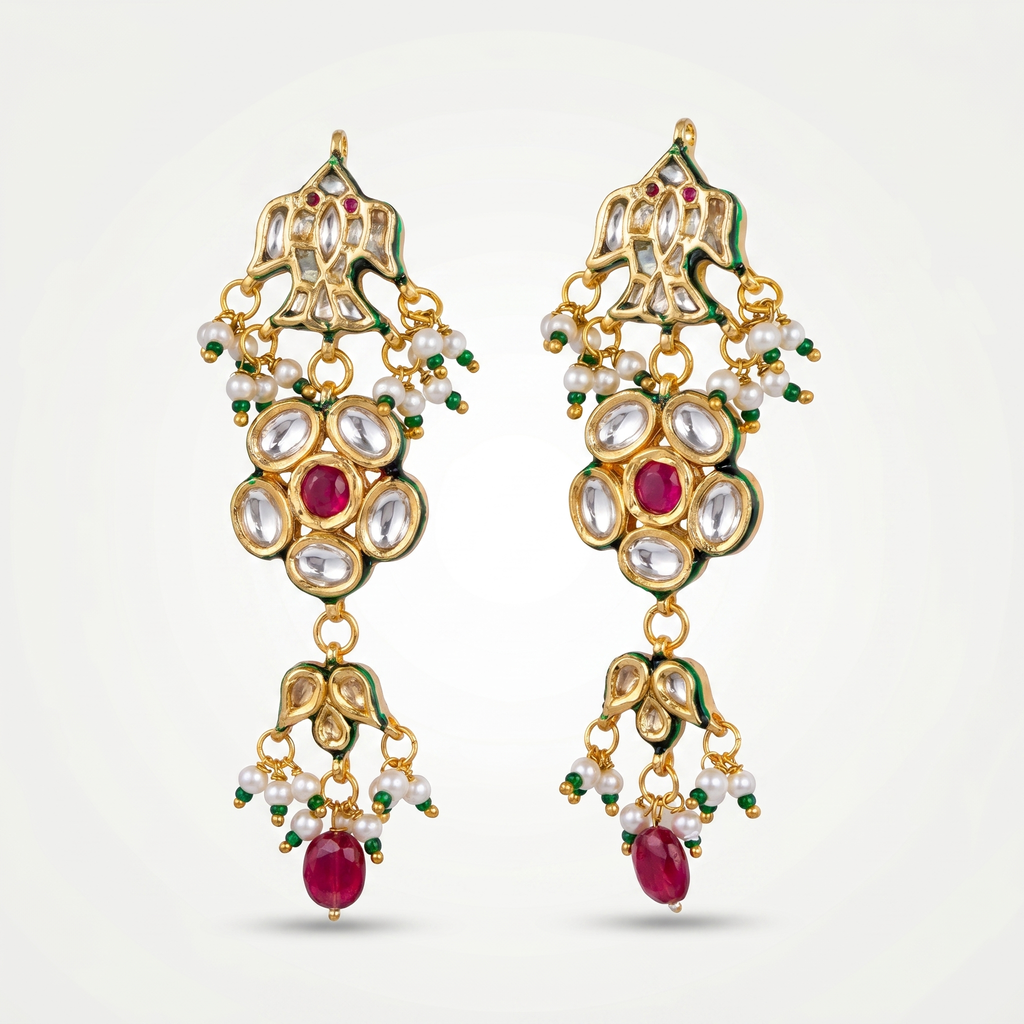 Jhumka style Kundan Earrings
