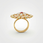 Floral meenakari kundan ring with pearls