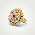 Floral meenakari kundan ring with pearls