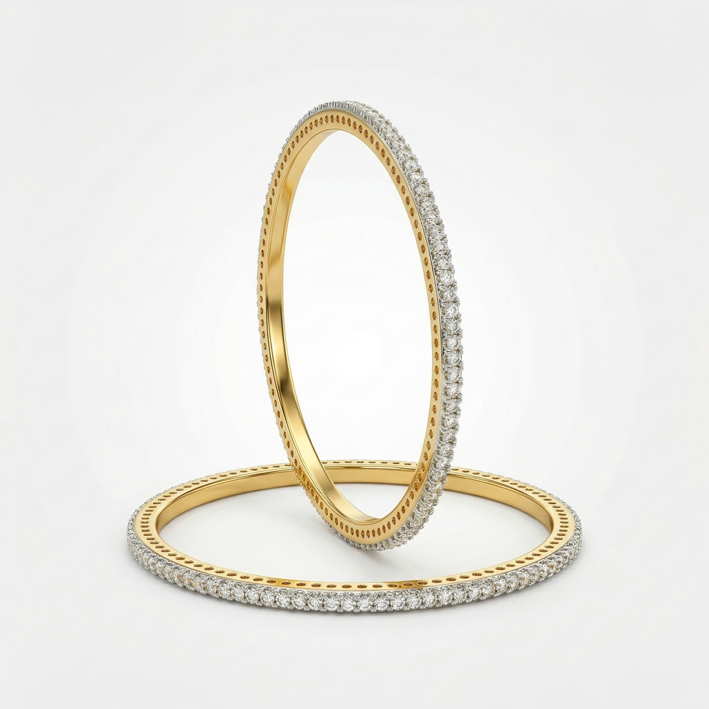American Diamond Zirconia Studded Golden Bangles Set Of 4